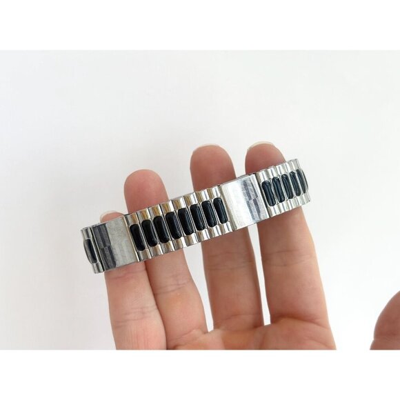 Two Toned 1970's Back Flexible Stretch Elastic Unisex Minimalist Bracelet - Picture 5 of 10